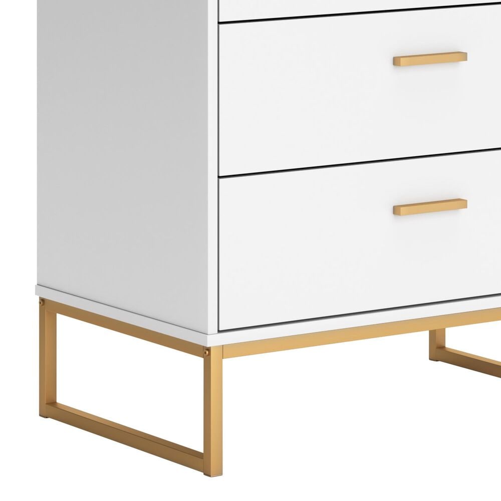 Ashley Socalle 5-Drawer Chest in Matte White and Gold, , large