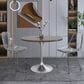 Leisuremod LeisureMod Verve Collection 36 Round Dining Table, Brushed Chrome Base with Dark Maple MDF Top, , large