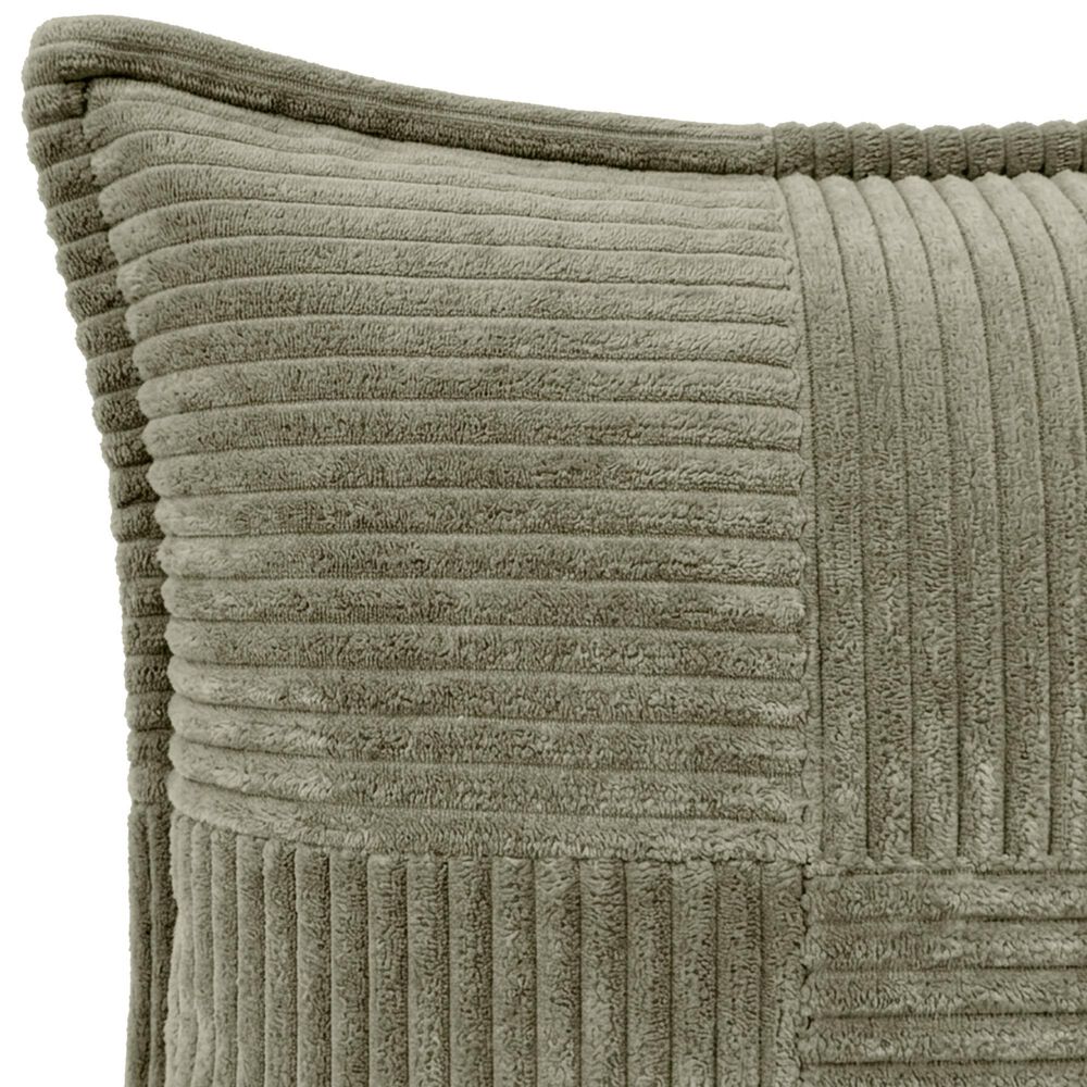 Chanasaya 20" Square Textured Patchwork Throw Pillow in Green, , large