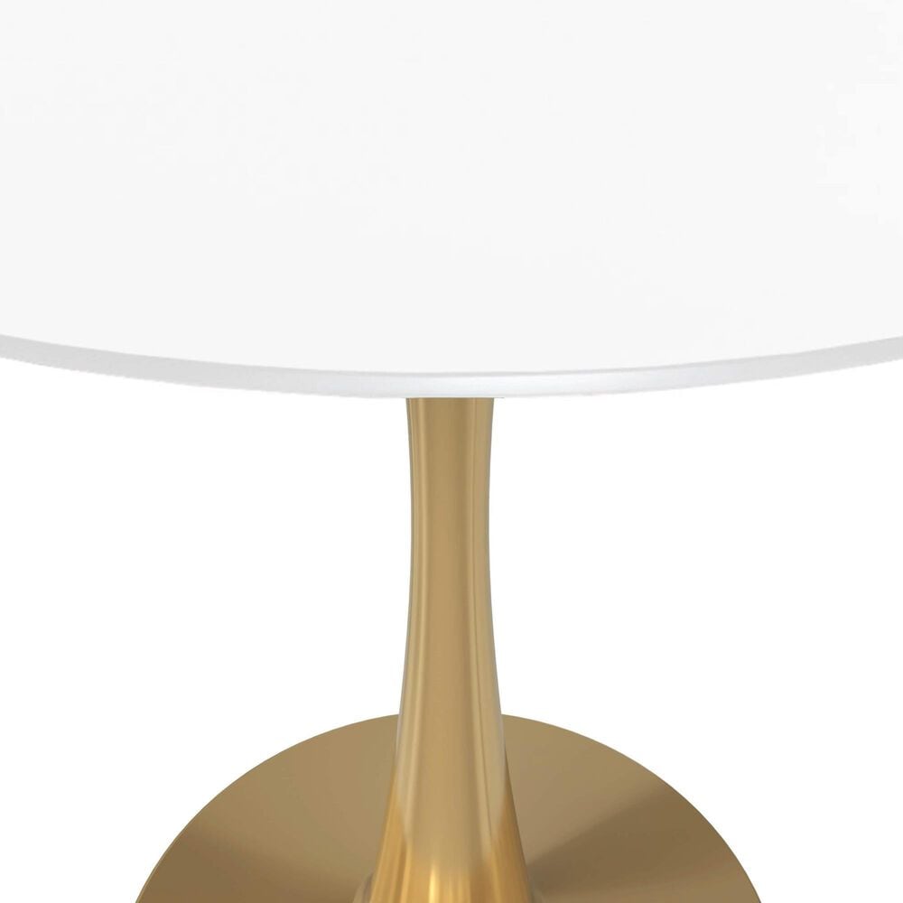 Leisuremod Leisuremod Bristol 35 round dining table Gold Base With White Top, , large