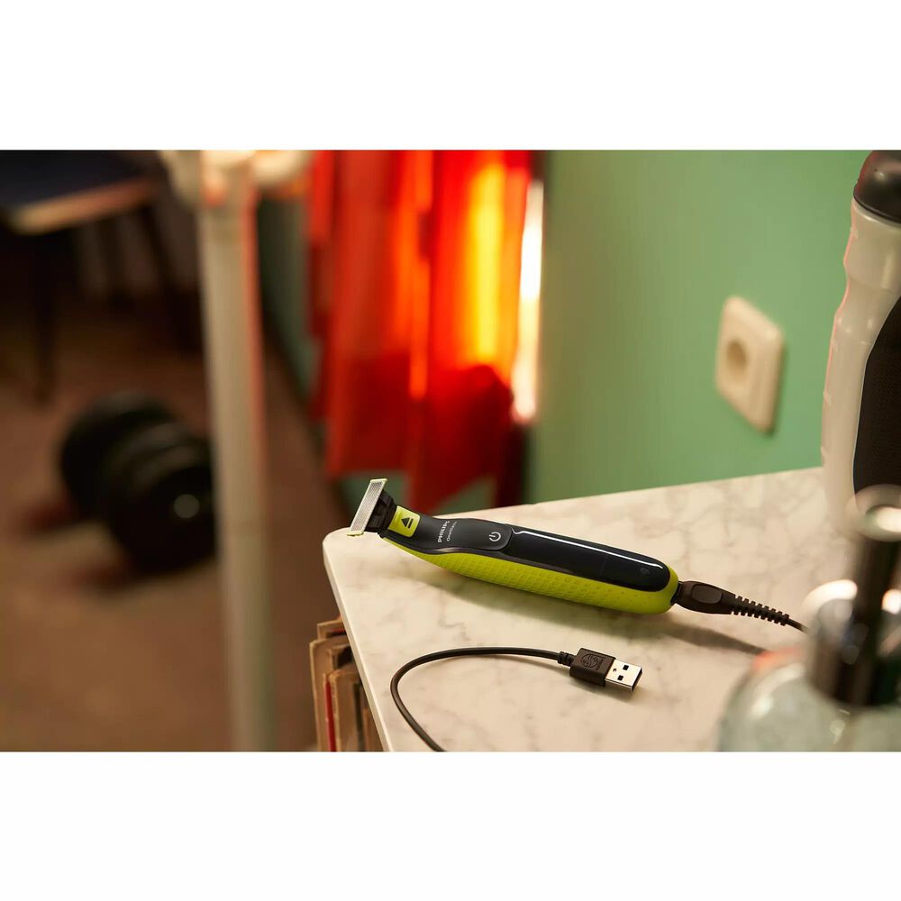 Norelco OneBlade 360 Face Trimmer in Lime Green and Charcoal Grey, , large