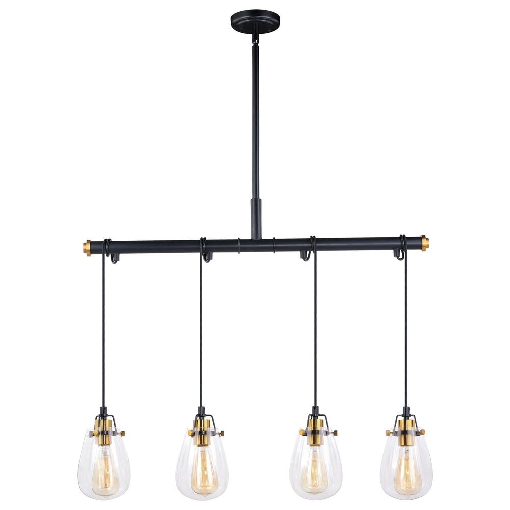 Vaxcel Kassidy 4-Light Linear Chandelier in Black and Natural Brass, , large