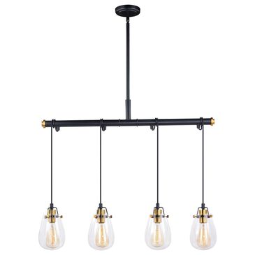 Vaxcel Kassidy 4-Light Linear Chandelier in Black and Natural Brass, , large