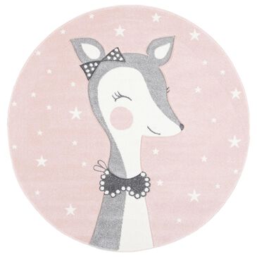 Safavieh Carousel CRK191 4" Round Pink and Ivory Kids  Area Rug, , large