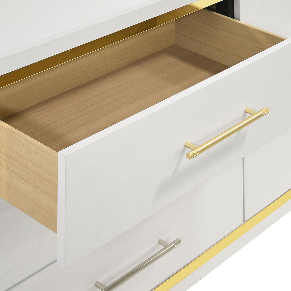 Pacific Landing Lucia 6-Drawer Dresser in White and Gold, , large