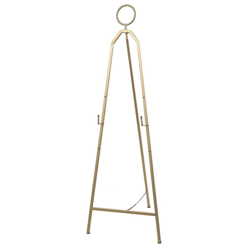 Maple and Jade 52&quot; Adjustable 3-Tier Display Easel with Circular Ring Top in Polished Gold, , large