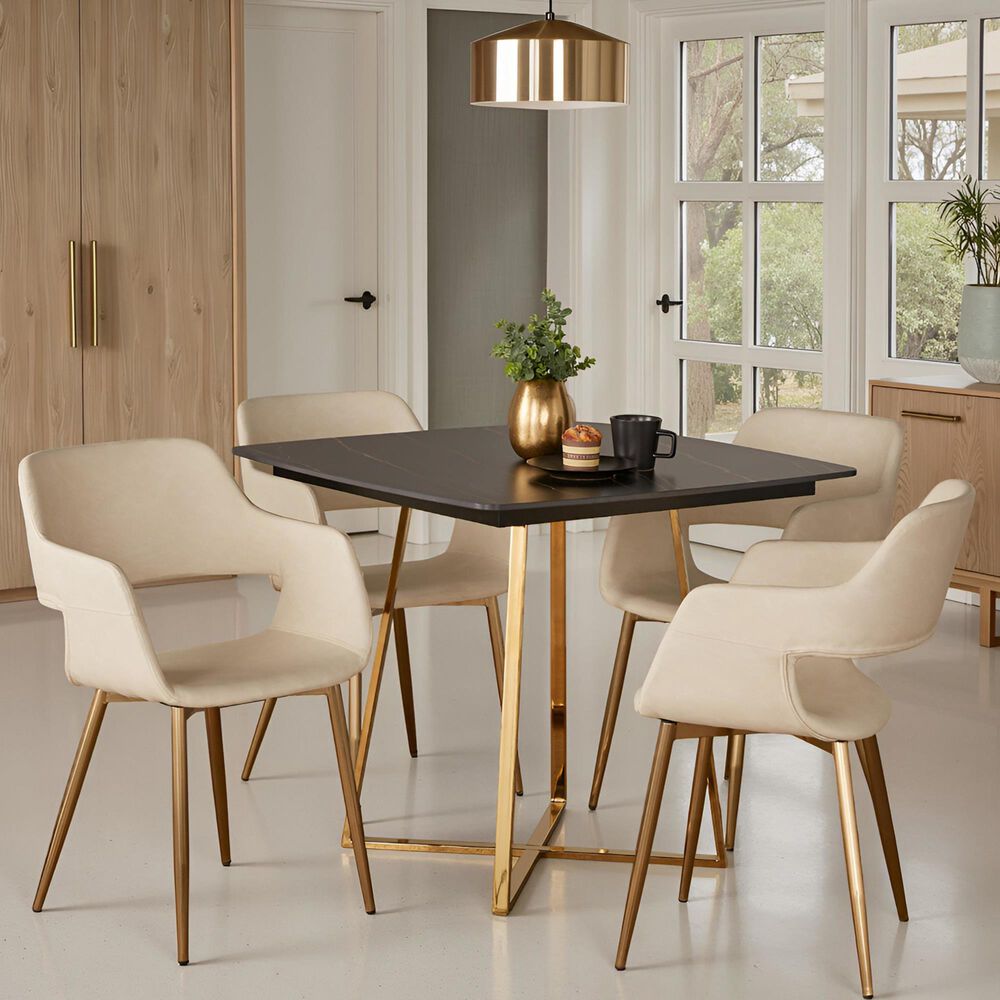 LumiSource Cosmo Square Dinette Table in Black and Gold - Table Only, , large
