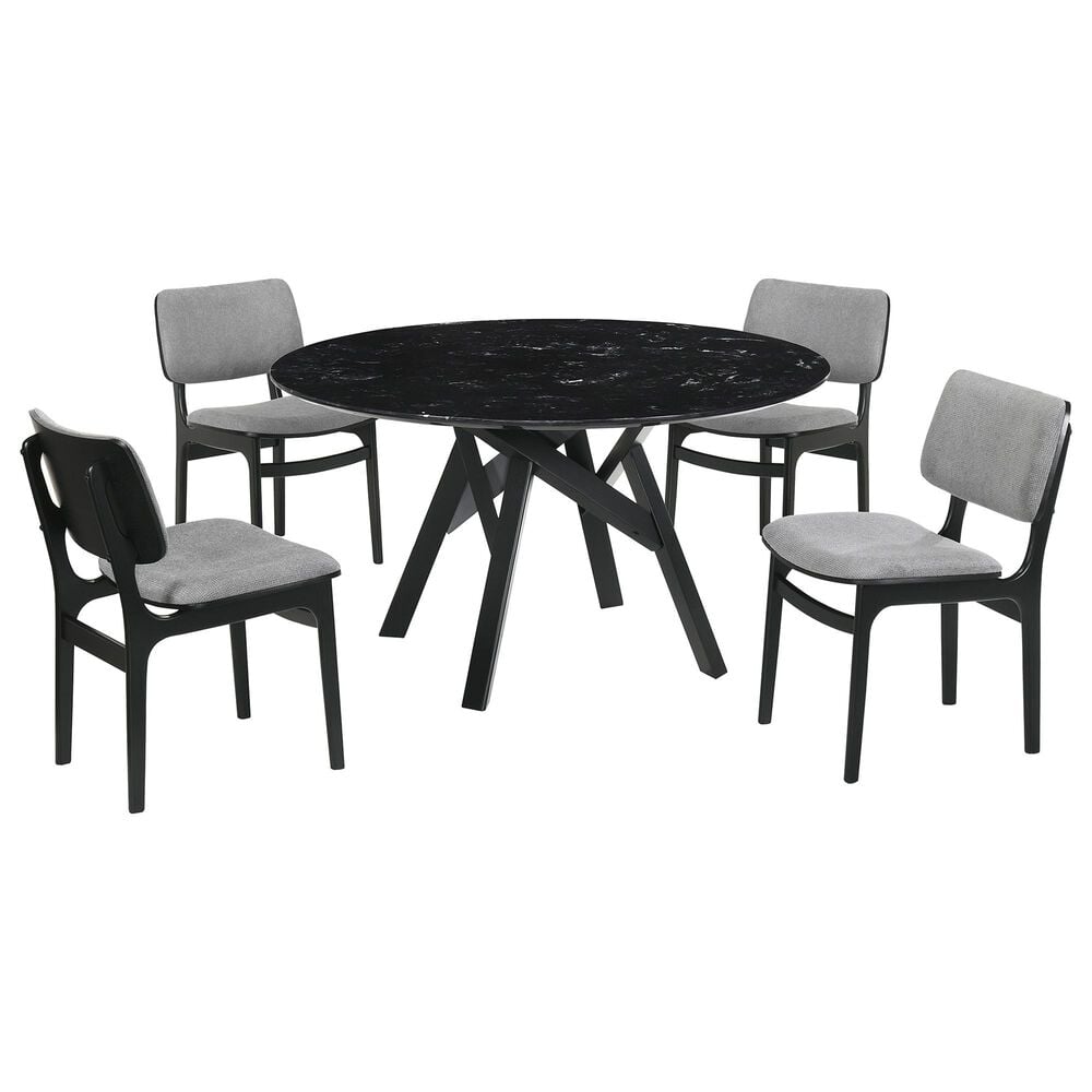 Blue River Venus and Lima 5-Piece Dining Set with Gray Cushion in Black, , large