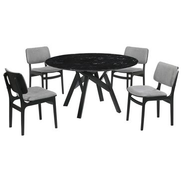 Blue River Venus and Lima 5-Piece Dining Set with Gray Cushion in Black, , large