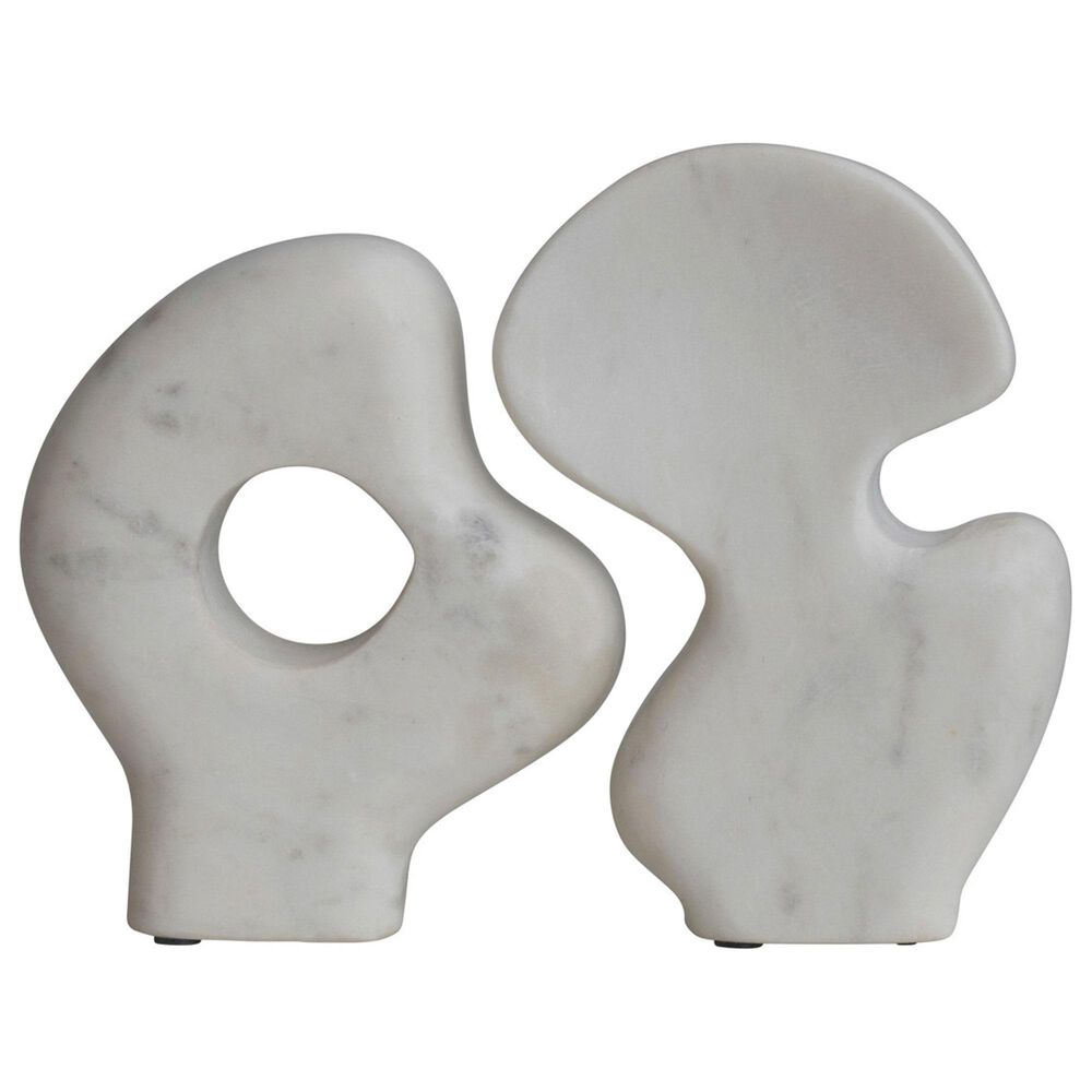 Creative Coop 2-Piece Decorative Abstract Sculpture Set in White, , large
