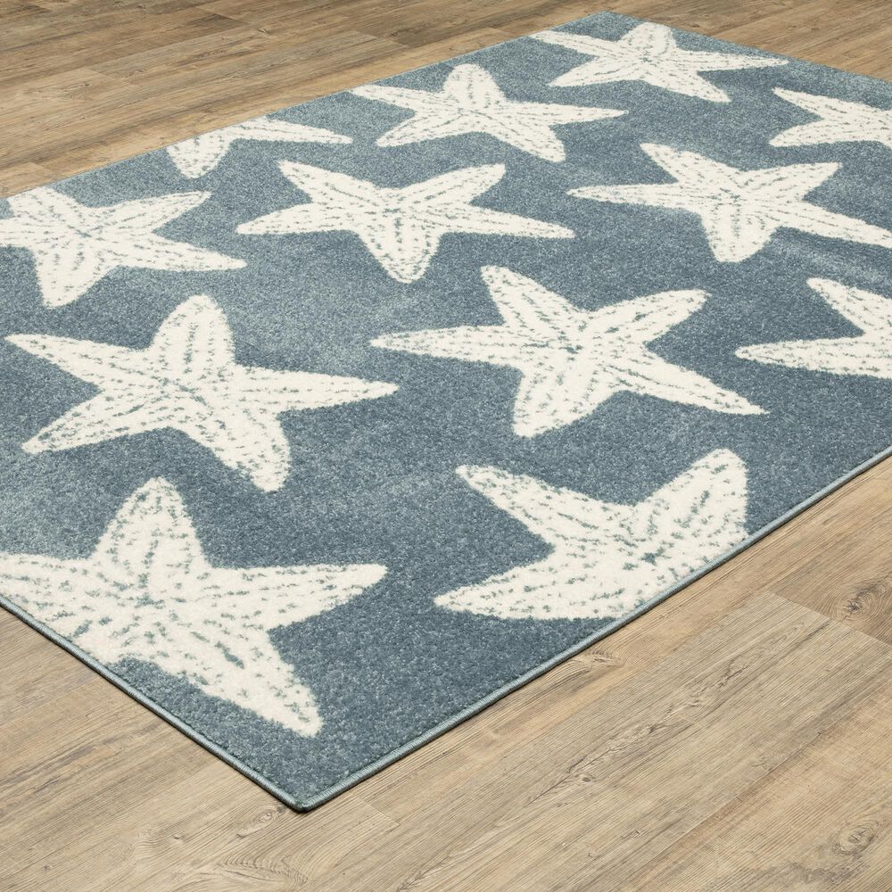 ROW by Oriental Weavers Quinn Starfish Blue and Ivory 5'3" x 7' Area Rug, , large