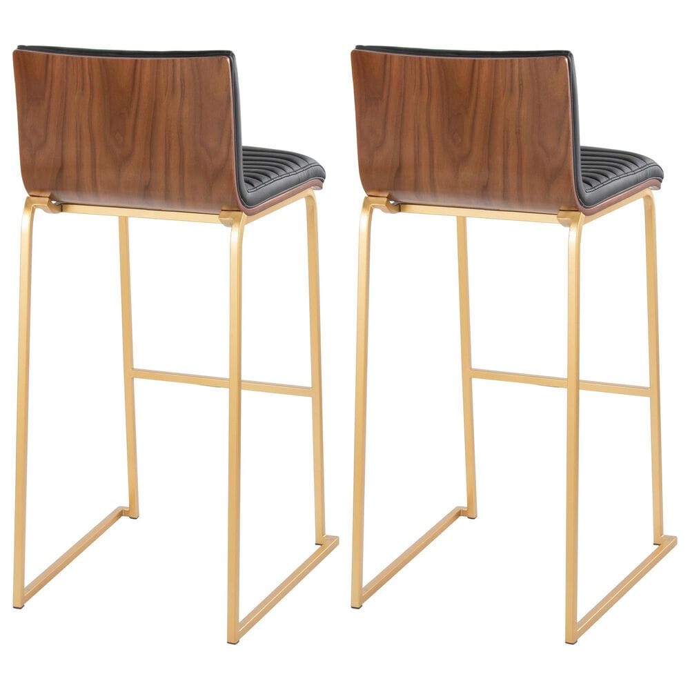 Lumisource Mason Mara Barstool with Black Cushion in Black and Walnut &#40;Set of 2&#41;, , large