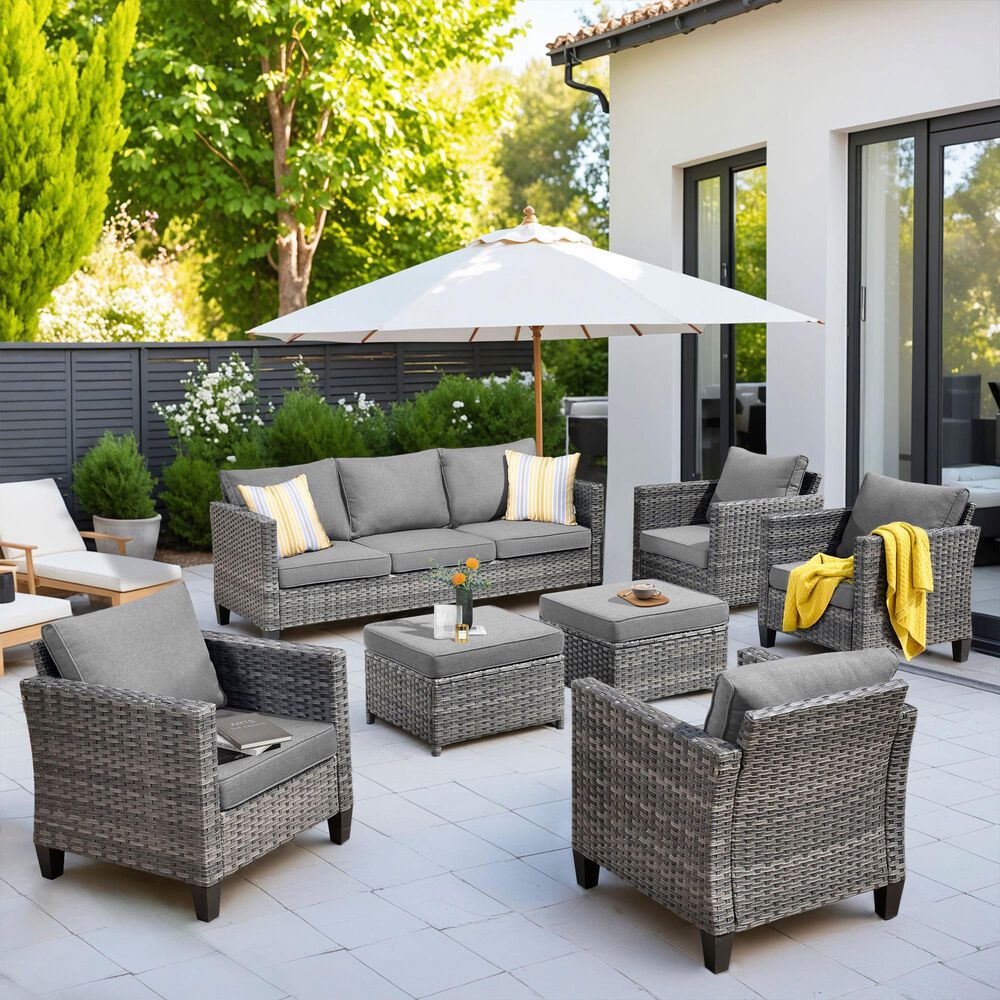 HOMLUX 7-Piece Rattan Sectional Set in  Dark Gray, , large