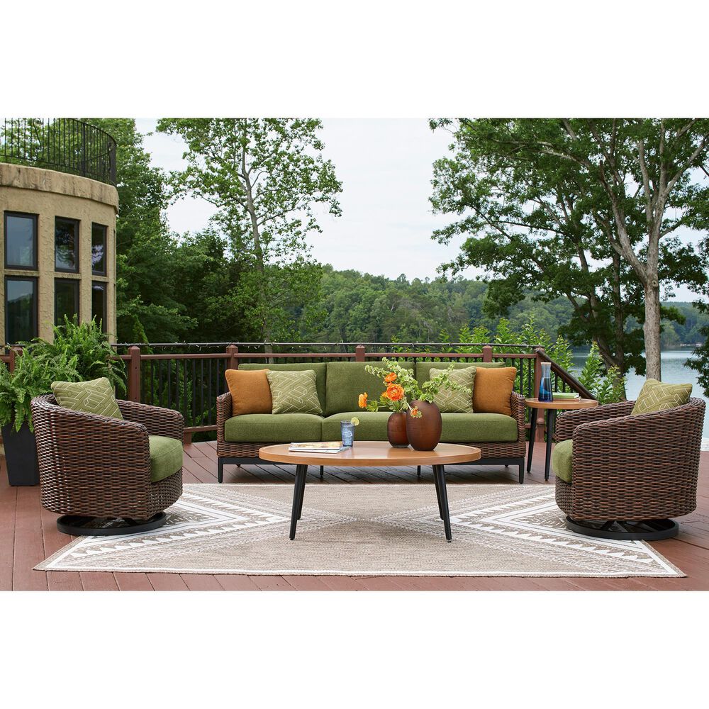 Ashley Horizon Hall Patio Round End Table in Brown and Black, , large