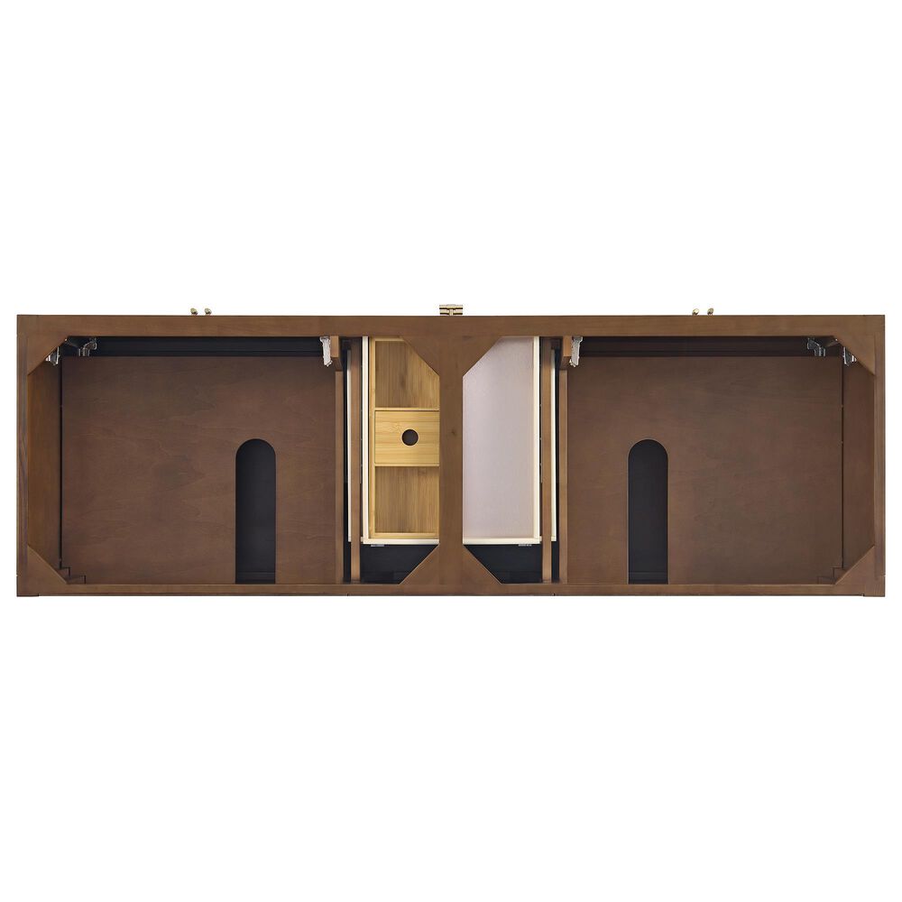 James Martin Vanities Myrrin 72&quot; Double Vanity in Mid-Century Walnut with 3 cm White Zeus Quartz Top, , large