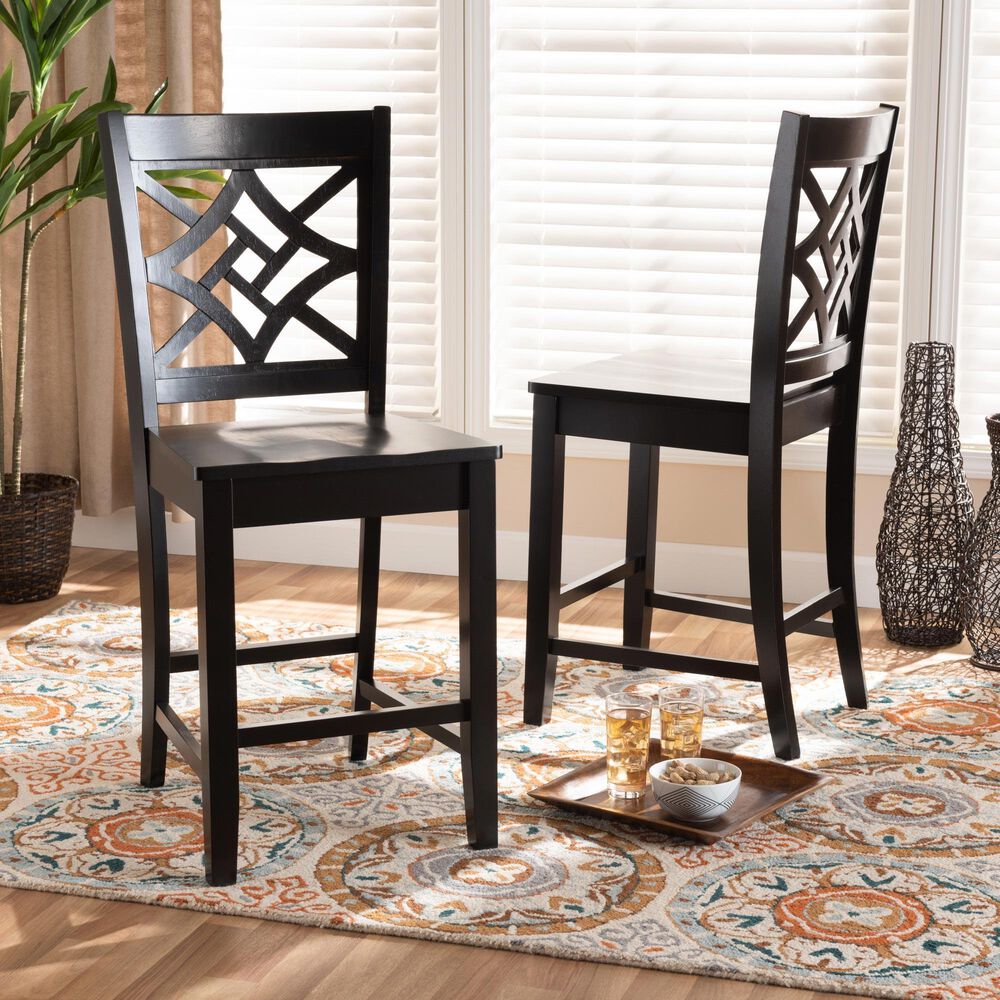 Baxton Studio Nicolette Counter Stool in Dark Brown (Set of 2), , large