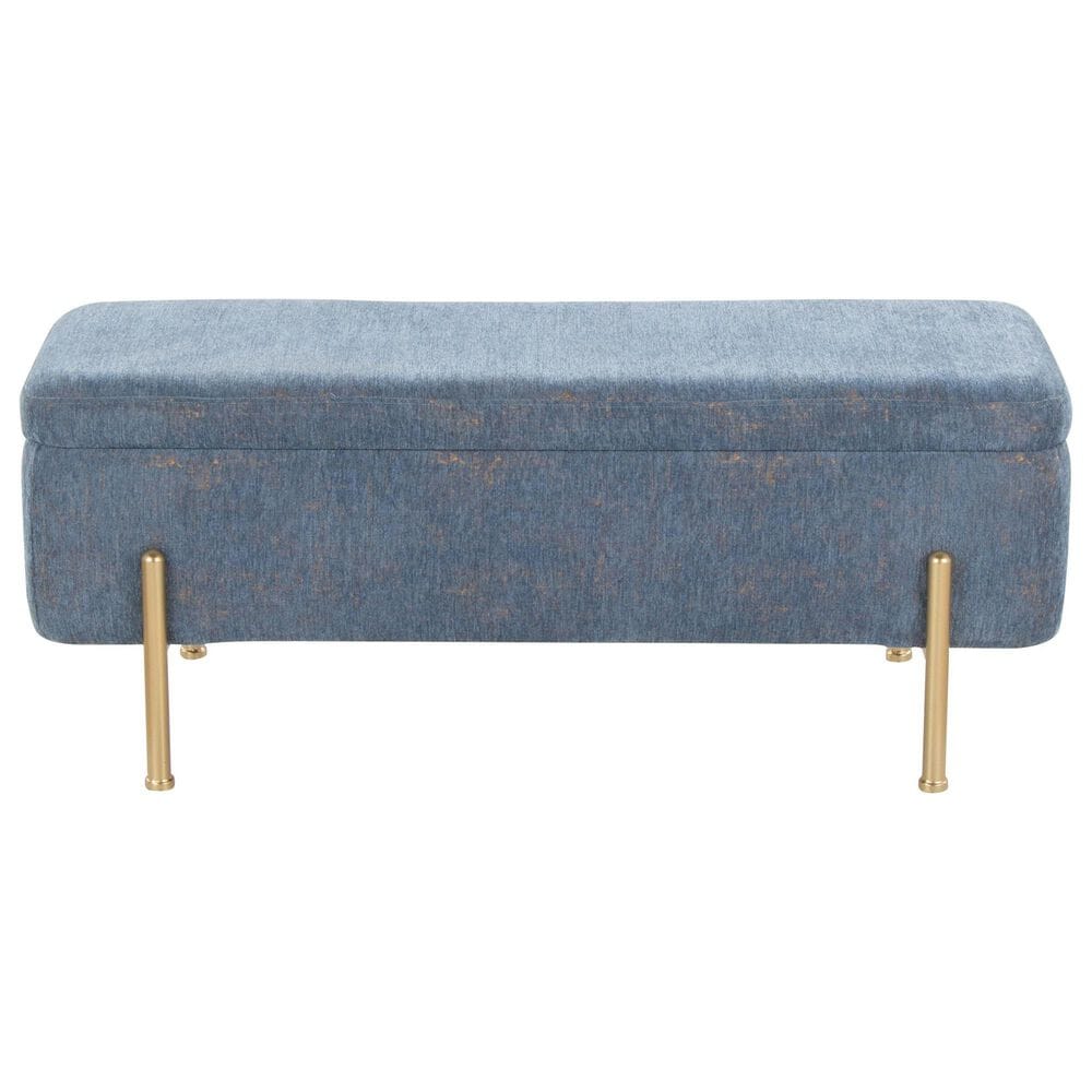 Lumisource Daniella Storage Bench with Blue Cushion in Gold, , large