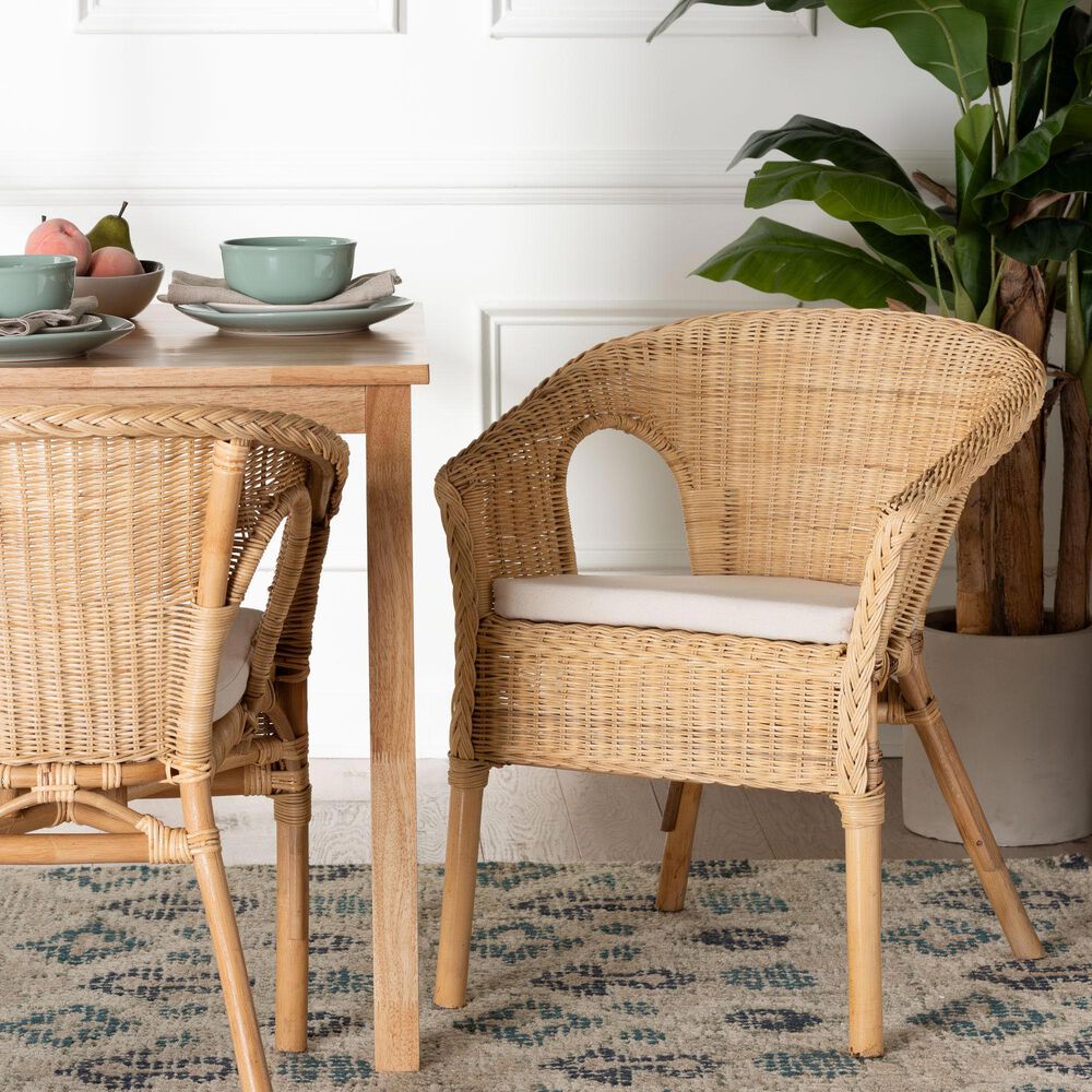 Baxton Studio Abbey Arm Chair in Natural, , large