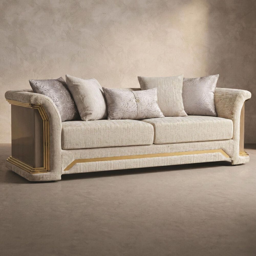 Furniture of America Ospray Stationary Sofa with Accent Pillows in Metallic Taupe, , large