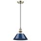 Golden Lighting Orwell 1-Light Medium Pendant with Matte Navy Shade in Aged Brass, , large