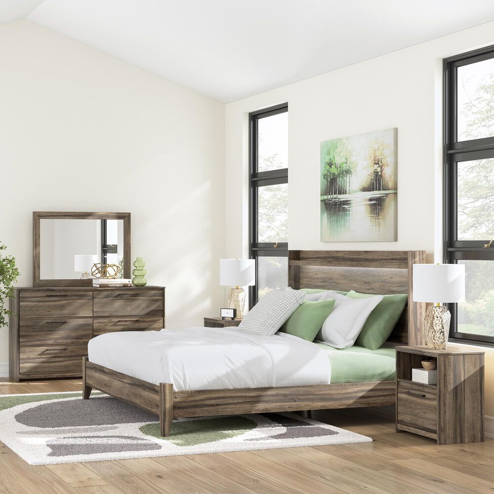 Ashley Elbrim 4-Piece King Bedroom Set in Brown with LED and USB Ports, , large