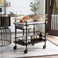 Furniture of America Stapleton Bar Serving Cart in Black, Gold, White and Walnut, , large