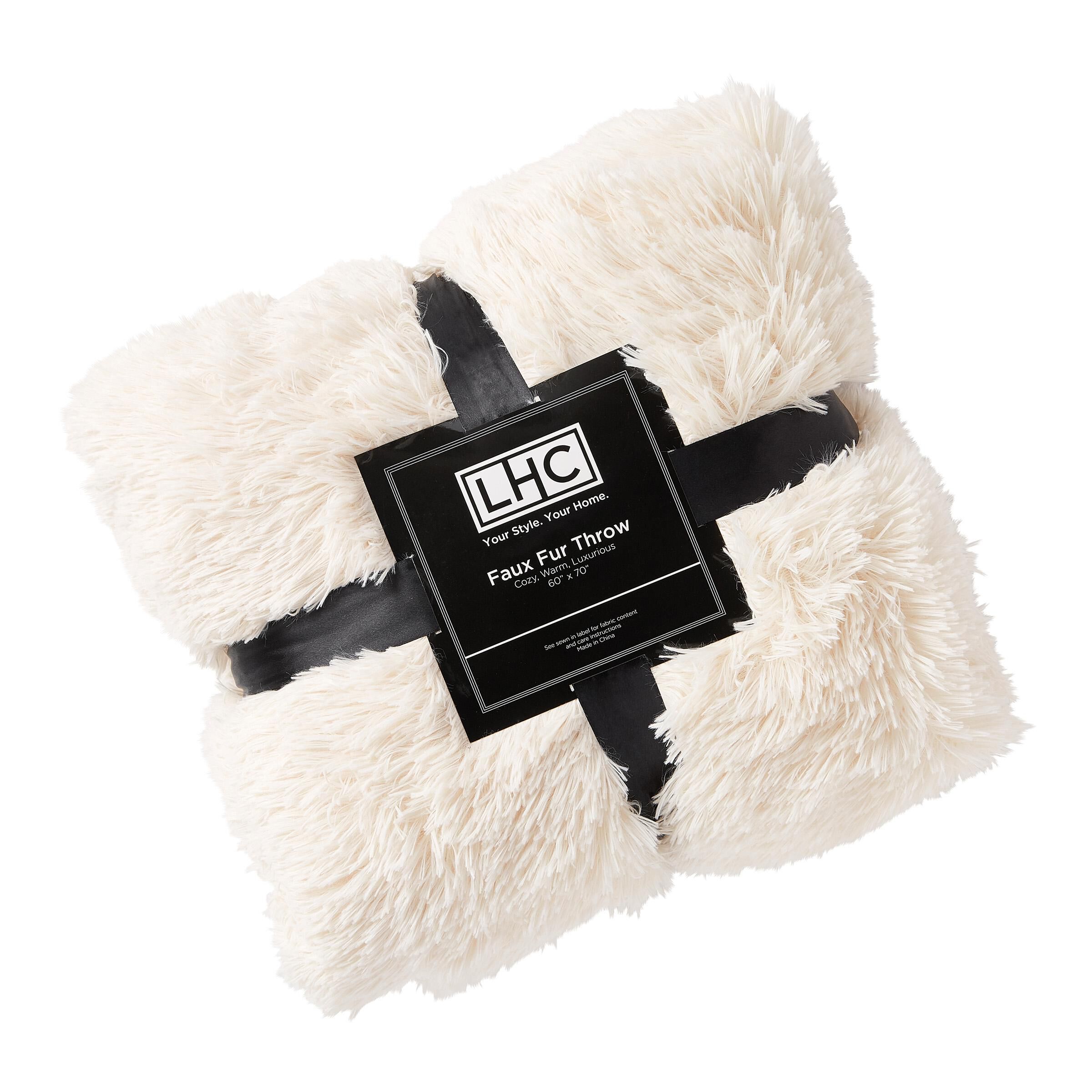 Large white sale faux fur throw