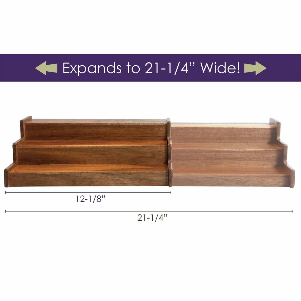 Totally Bamboo Acacia 3-Tier Expandable Spice Rack in Dark Brown, , large