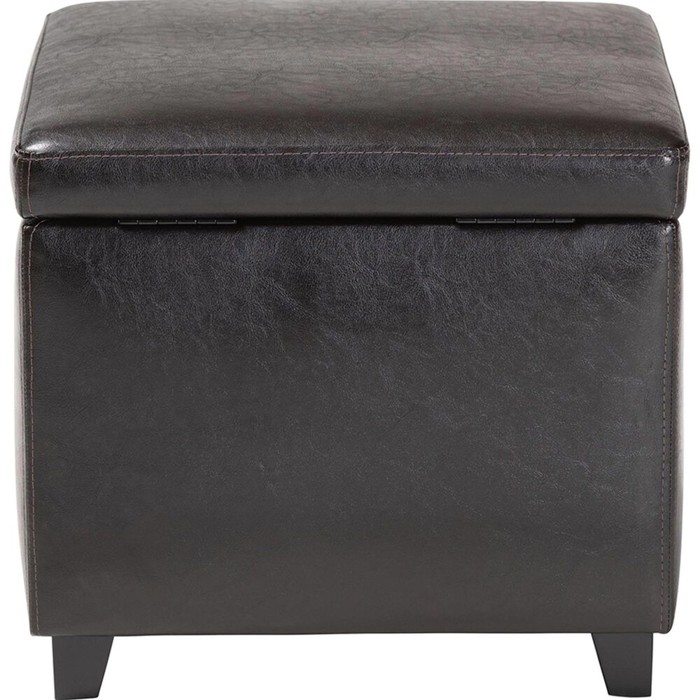 Baxton Studio Small Cube Storage Ottoman in Dark Brown, , large