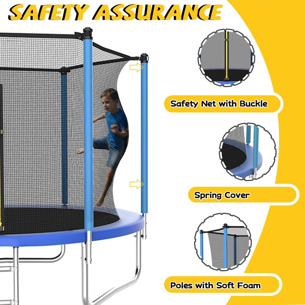 HOMLUX 8' Outdoor Trampoline Sports in Blue, , large