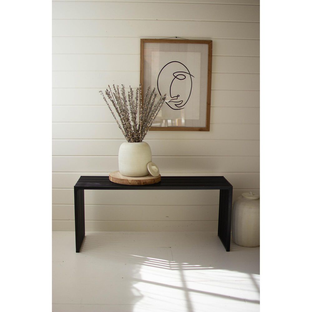 Kalalou Metal Bench in Matte Black, , large