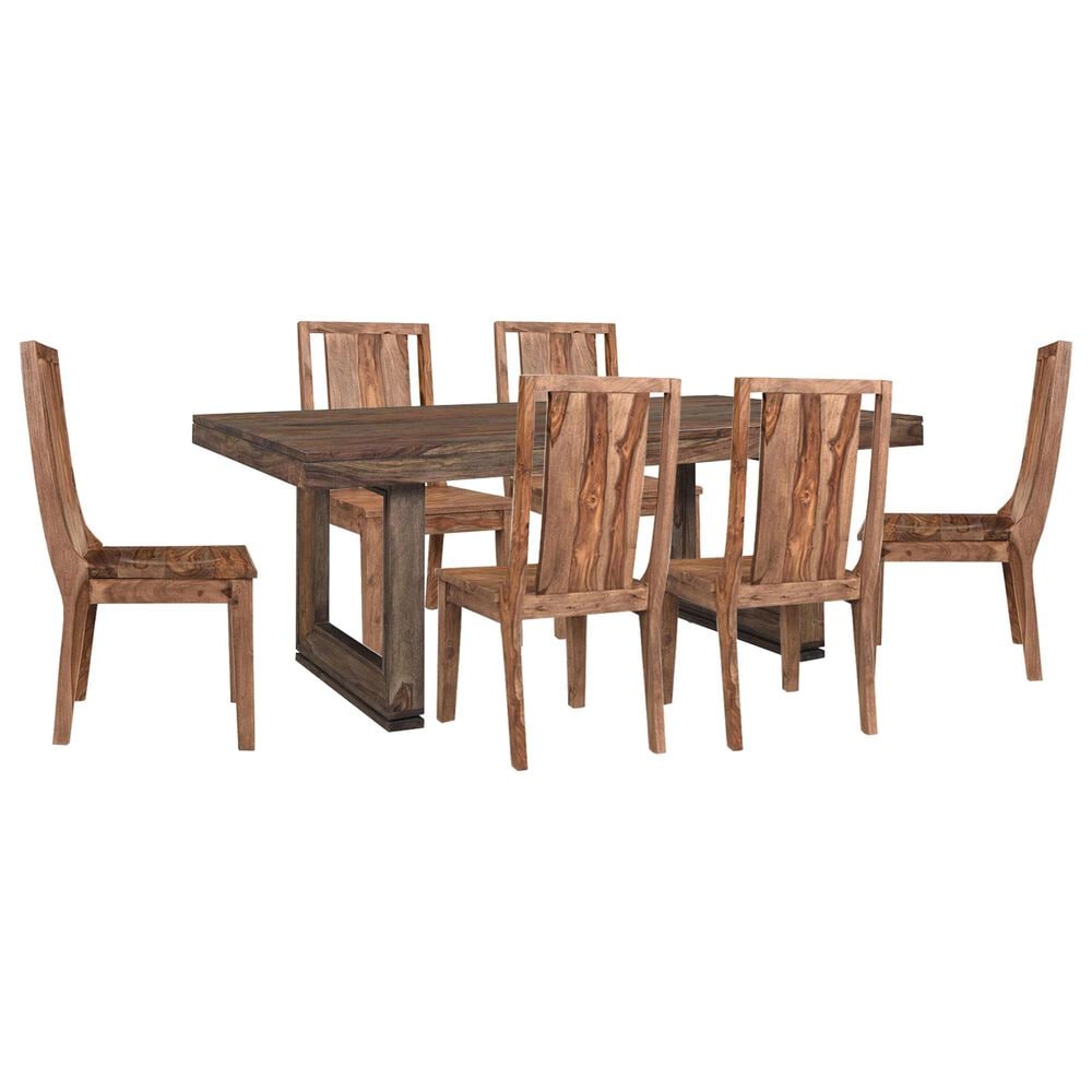 Linon Home Decor Brownstone 7-Piece Rectangular Dining Set in Nut Brown, , large