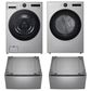LG 4.5 Cu. Ft. Front Load Washer and 7.4 Cu.Ft. Electric Dryer Laundry Pair with Pedestal in Graphite Steel, , large