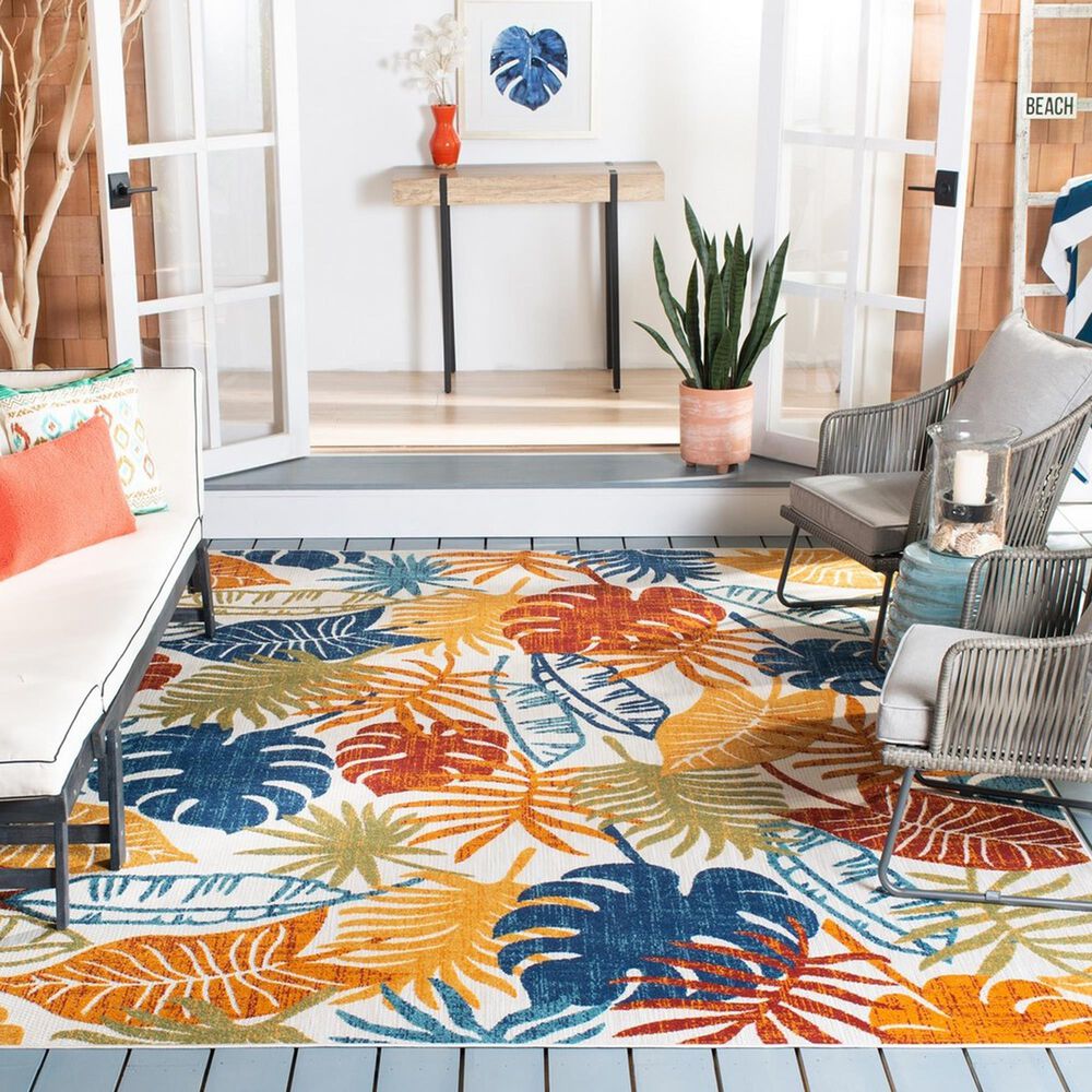 Safavieh Cabana CBN831A 9&#39; x 12&#39; Creme and Red Indoor/Outdoor Area Performance Rug, , large