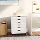 Linon Home Decor Cary 6-Drawer Wide Rolling Cart in White Wash, , large