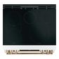 Cafe 30" Slide-In Front Control Induction and Convection Double Oven Range in Matte White  With Brushed Bronze Handles and Control Knobs, , large