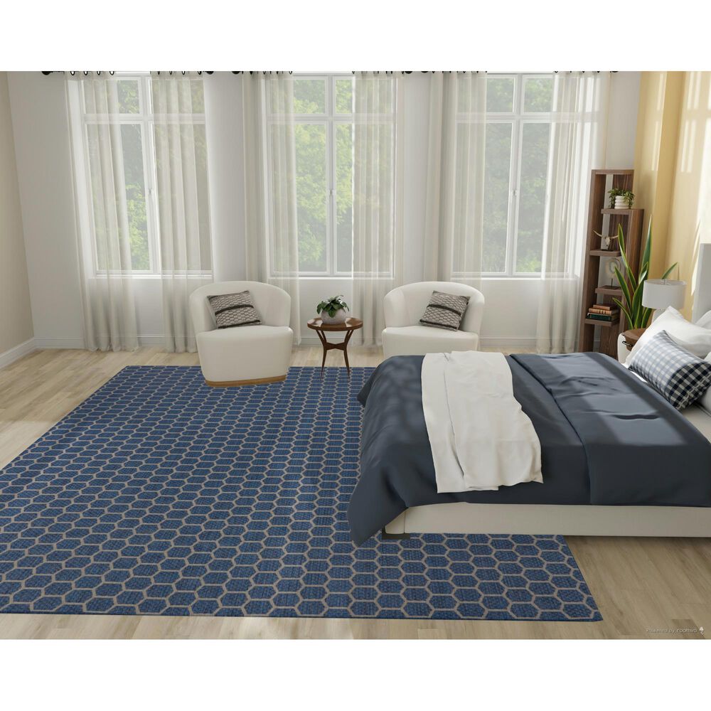 Nourison Twist Reversible 9&#39; x 12&#39; Blue Indoor/Outdoor Area Rug, , large