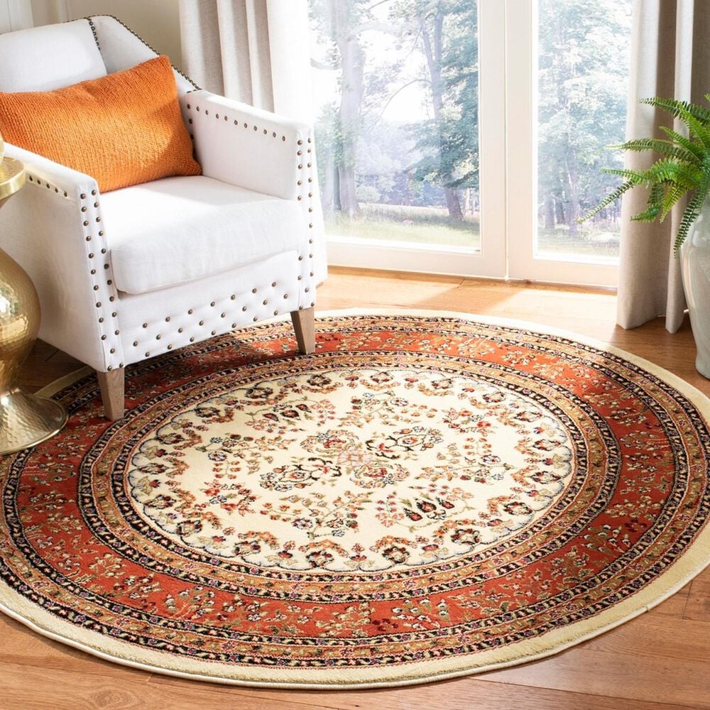 Safavieh Lyndhurst 8&#39; Round Ivory and Rust Area Rug, , large
