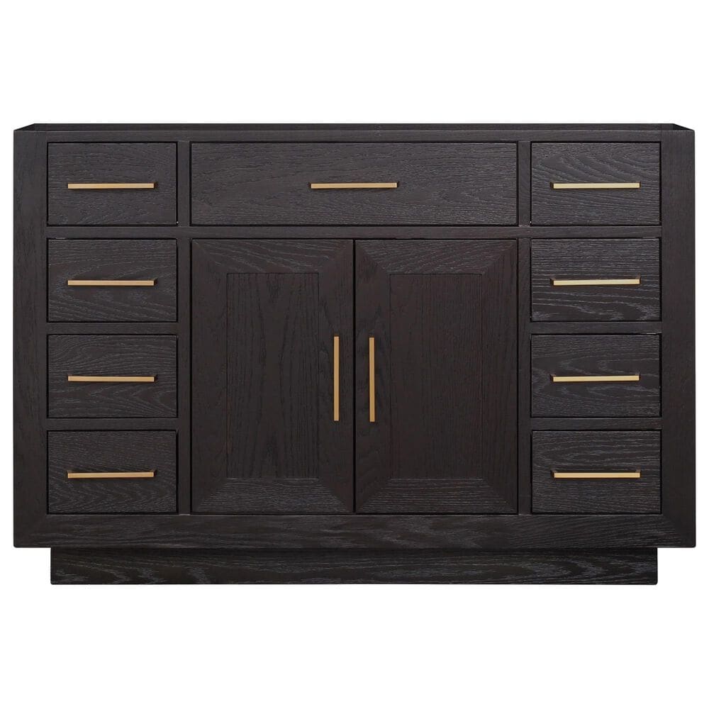 Lexora Home Abbey 48&quot; Single Bathroom Vanity in Black Oak with 2 cm White Quartz Top and Rectangular Sink, , large