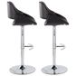 LumiSource Fabrico Swivel Adjustable Bar Stool with Black Faux Leather Upholstery and Rounded T Footrest in Chrome (Set of 2), , large