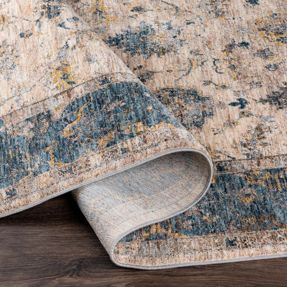 Surya Mirabel 2&#39;7&quot; x 10&#39; Teal, Aqua, Mustard, Taupe, Beige and Gray Runner, , large