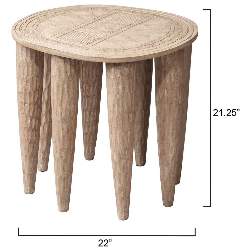Splendor Living Jennings Mango Wood Side Table in Natural, , large