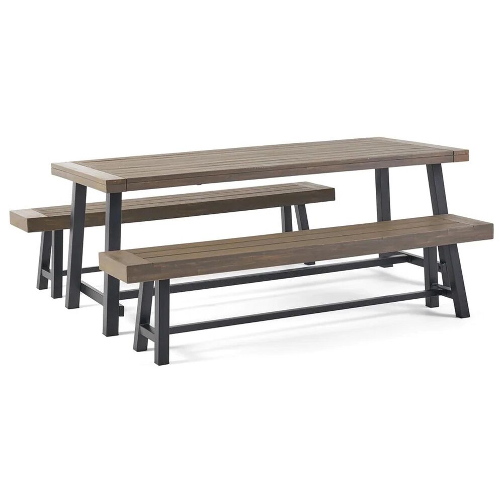 Hearth and Haven 3-Piece Outdoor Dining Set in Grey and Black, , large