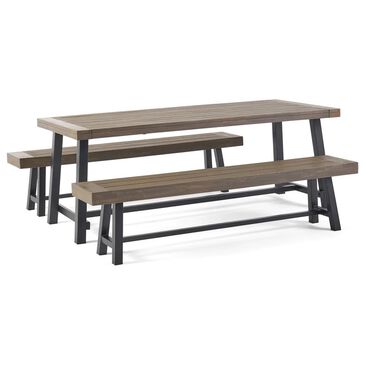Hearth and Haven 3-Piece Outdoor Dining Set in Grey and Black, , large