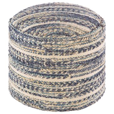 Surya Tresse Pouf in Navy/Teal/Cream, , large