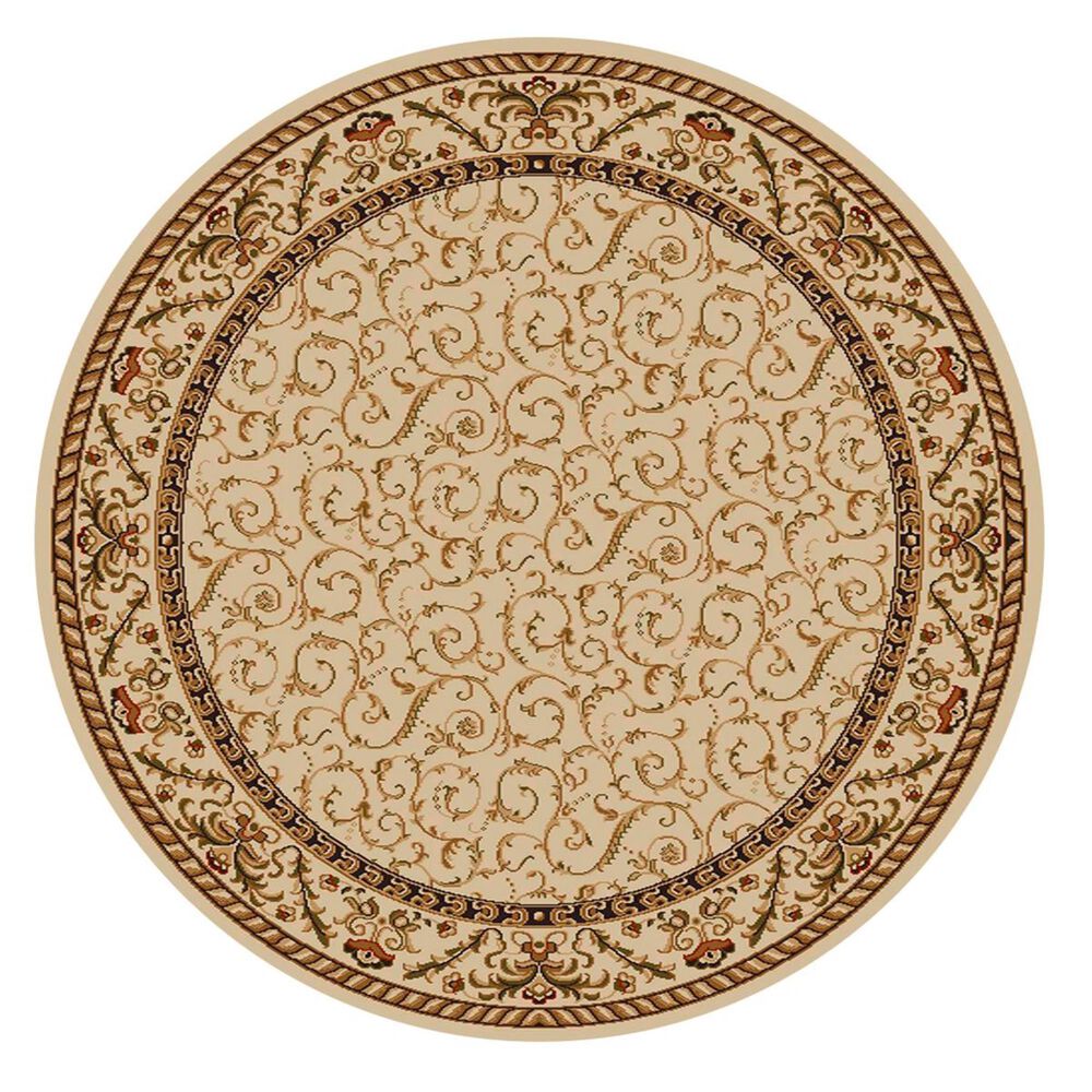 Radici USA Bergamo 1599 8' Round Ivory Area Rug, , large
