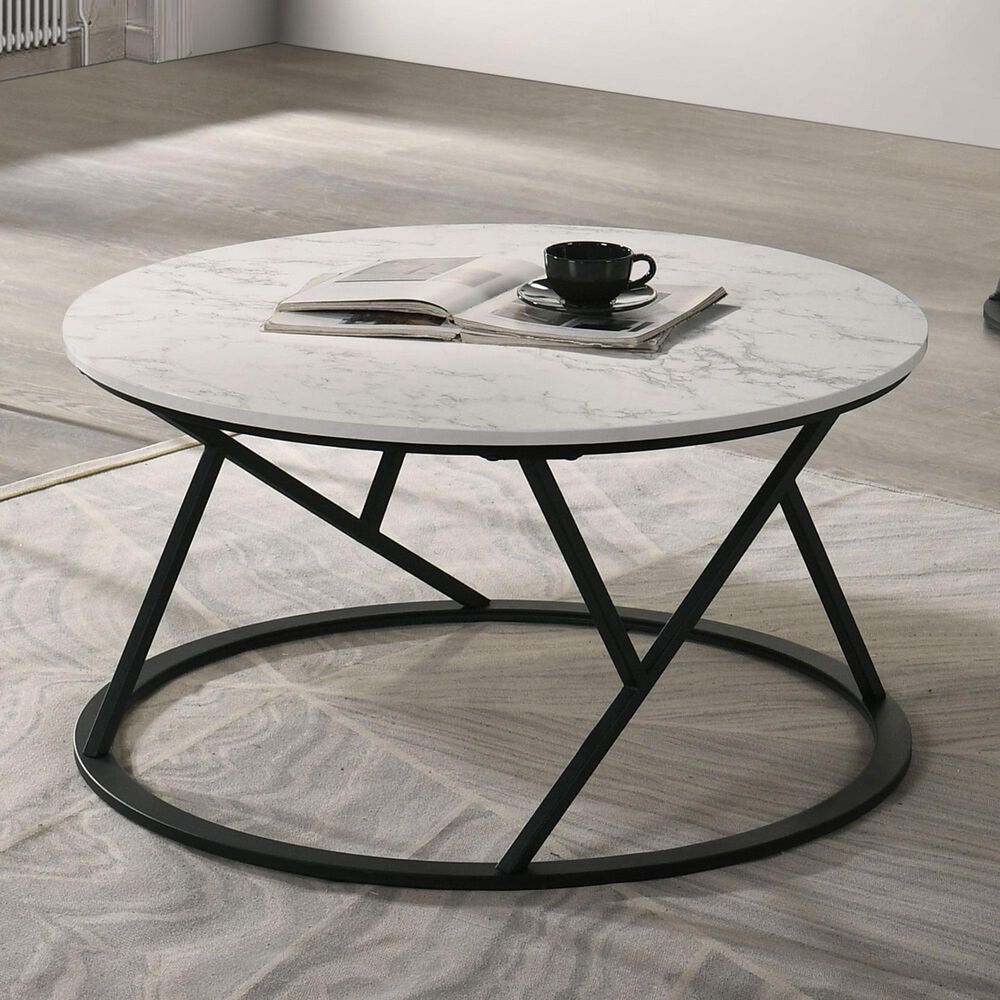 Furniture of America Verat 3-Piece Table Set in White and Black, , large