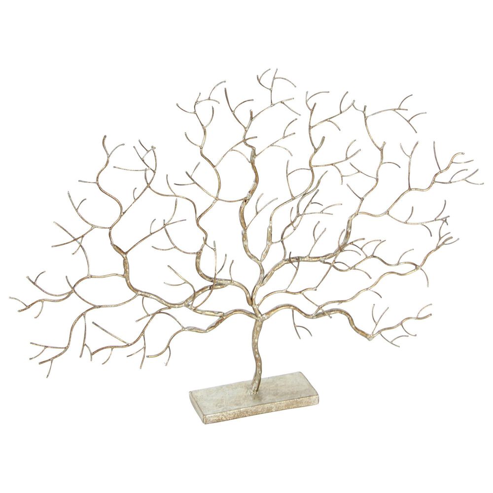 Maple and Jade 24&quot; x 32&quot; Winter Tree Sculpture in Silver and Gold, , large