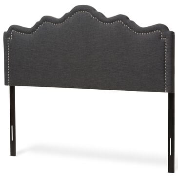 Baxton Studio Nadeen Full Upholstered Headboard in Dark Grey, , large