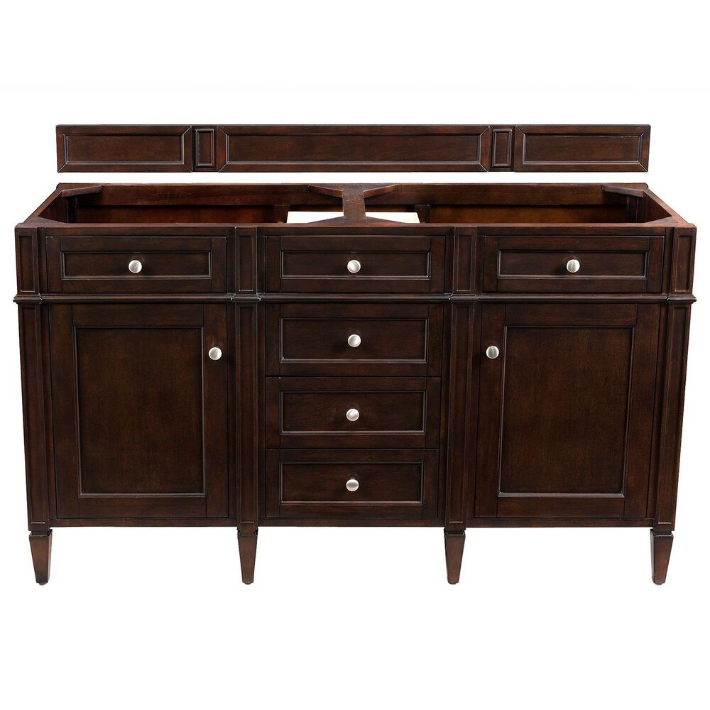 James Martin Vanities Brittany 60&quot; Double Bathroom Vanity in Burnished Mahogany with 3 cm Arctic Fall Solid Surface Top, , large